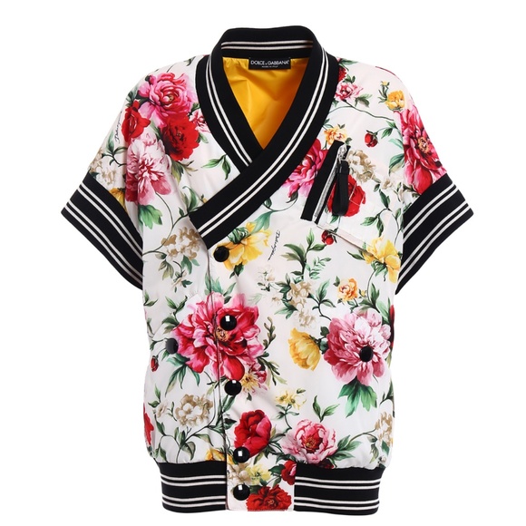 DOLCE & GABBANA Oversized Floral Print Wrap Bomber Jacket Sz 36 / XS - Picture 1 of 16